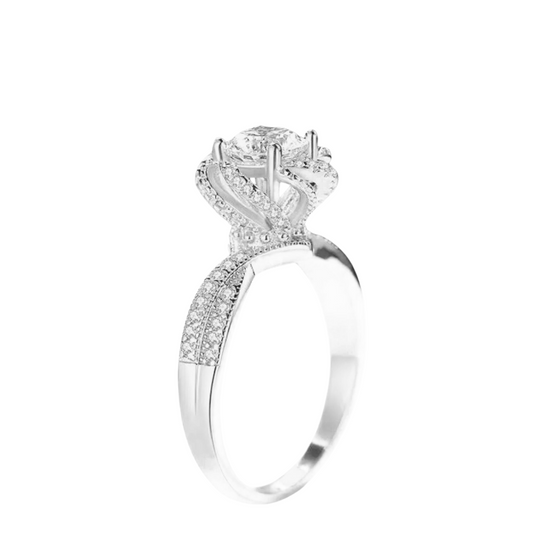 2 Carat Moissanite Floral  925 Sterling Silver with Platinum Plating - Stardust Diamonds