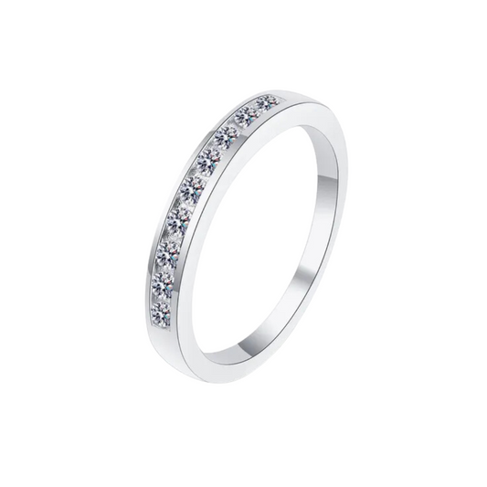 Modern Minimalist Moissanite Ring 925 Sterling Silver Rhodium Plating - Stardust Diamonds