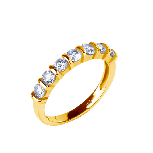 Shine Bright Tennis Ring: .1*.7 Carat Moissanite Stones Silver with Yellow, White, or Rose Gold Plating - Stardust Diamonds