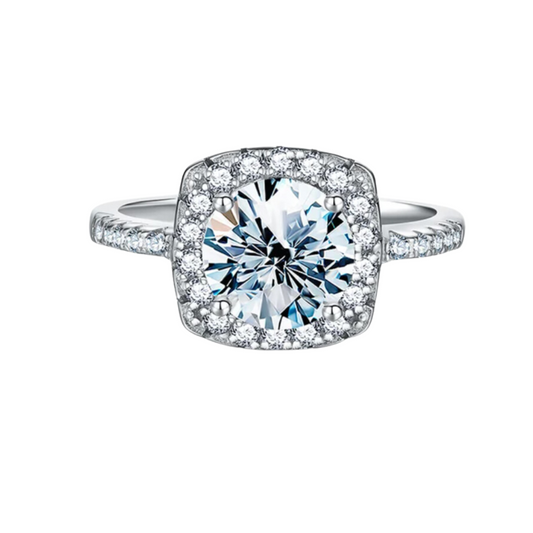 Cushion Cut Moissanite Ring in Silver and White Gold - A Shimmering Blend of Elegance and Durability - Stardust Diamonds