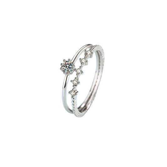 Effortlessly Chic and Versatile Stackable Rings: Dazzling 0.1ct Moissanite Stone in Sterling Silver with White Gold - Perfect for Wearing Together or Separately - Stardust Diamonds