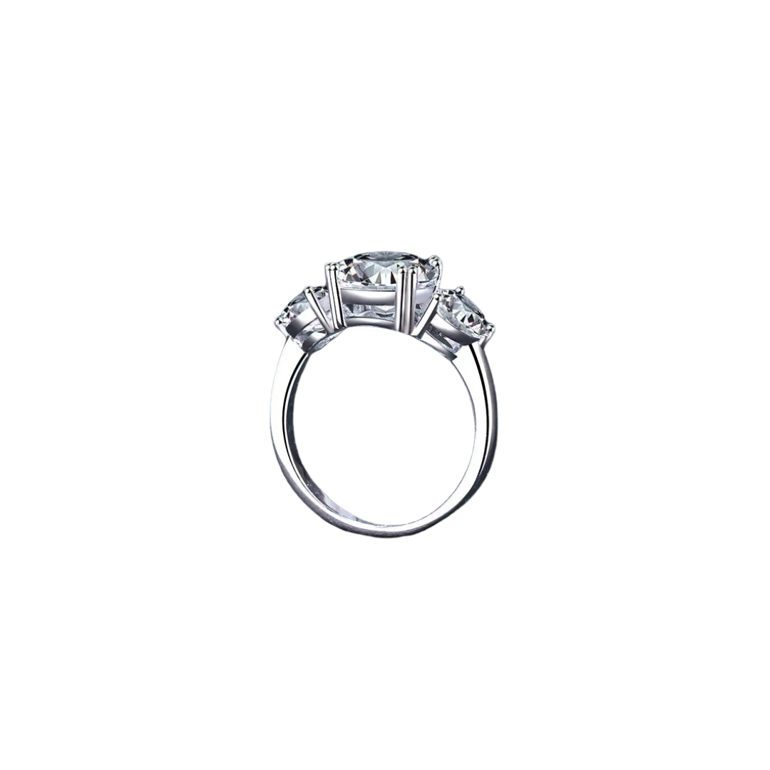Unlocking Eternal Beauty: Exploring the Past, Present, and Future Trilogy Ring Moissanite Silver and 14k White Gold - Stardust Diamonds