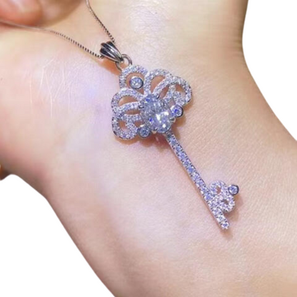 Key to Her Heart 1 Carat Moissanite Key Shaped Pendant Necklace - Stardust Diamonds