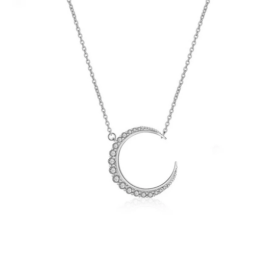 1.8 Carat Moissanite Crescent Moon Shape Pendant Necklace - Stardust Diamonds