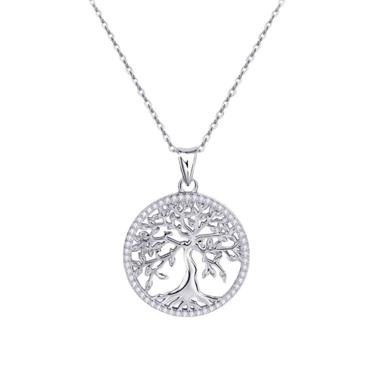 Tree Pendant Necklace adored with 0.27 carat 925 Sterling Silver Moissanite - Stardust Diamonds