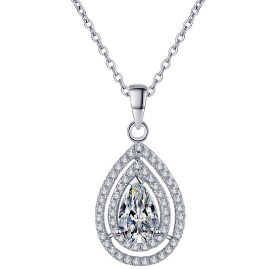 Teardrop Pendant Necklace 1 Carat Moissanite Teardrop Pendant with Chain - Stardust Diamonds