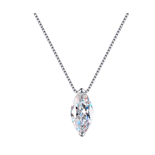 Classic choice, 1 Carat Moissanite 925 Sterling Silver Marquise Pendant Necklace - Stardust Diamonds