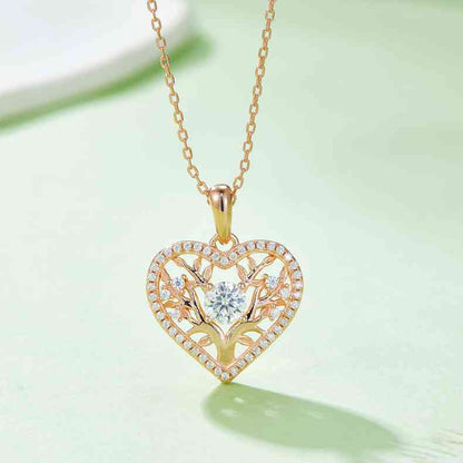 Moissanite 925 Sterling Silver Heart Shape Necklace - Stardust Diamonds