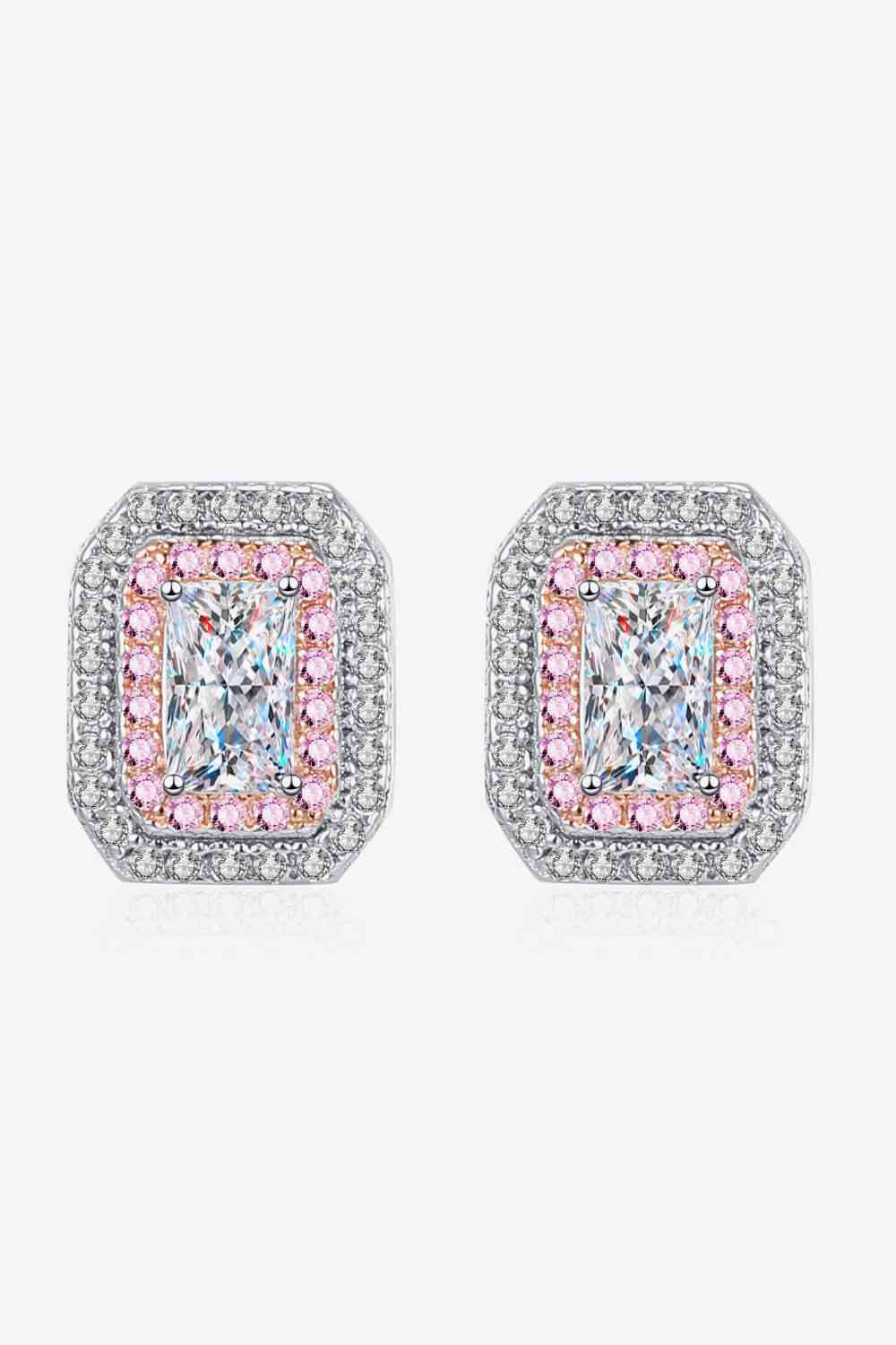 1 Carat Moissanite and Zircon Contrast Geometric Stud Earrings - Stardust Diamonds