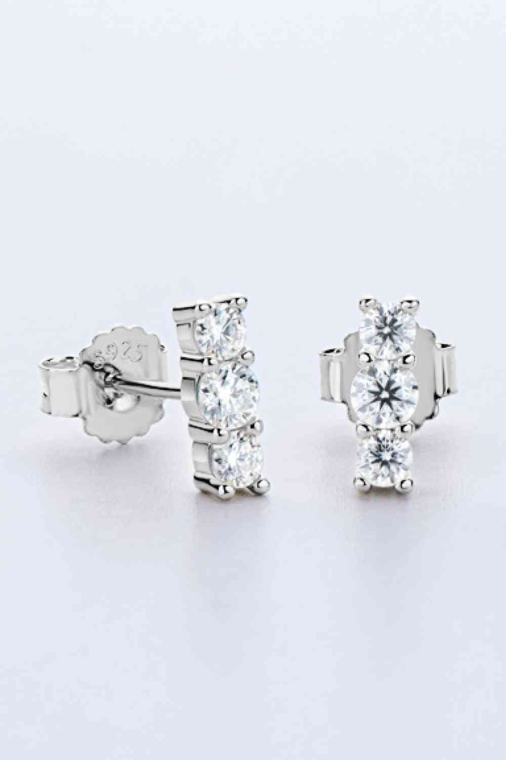 Heartbeat Rhythm 925 Sterling Silver Moissanite Stud Earrings - Stardust Diamonds