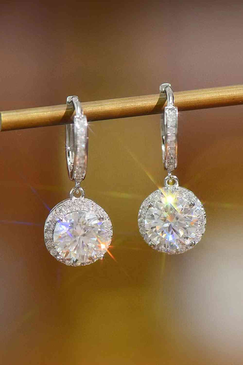 2 Carat Moissanite Round Drop Earrings - Stardust Diamonds