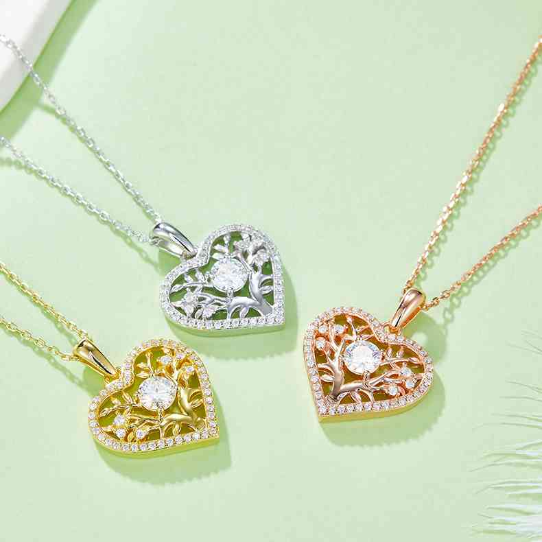 Moissanite 925 Sterling Silver Heart Shape Necklace - Stardust Diamonds