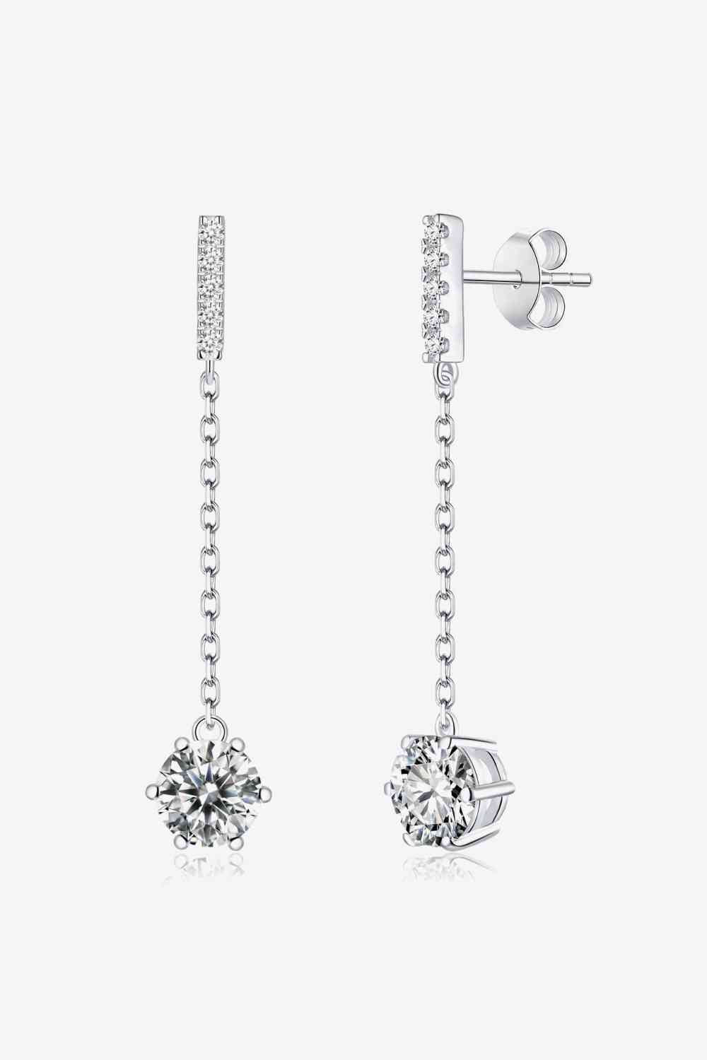 6-Prong Round Moissanite Drop Earrings - Stardust Diamonds