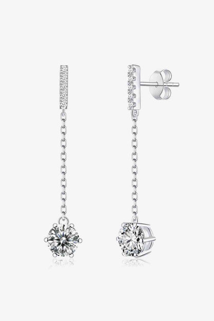 6-Prong Round Moissanite Drop Earrings - Stardust Diamonds