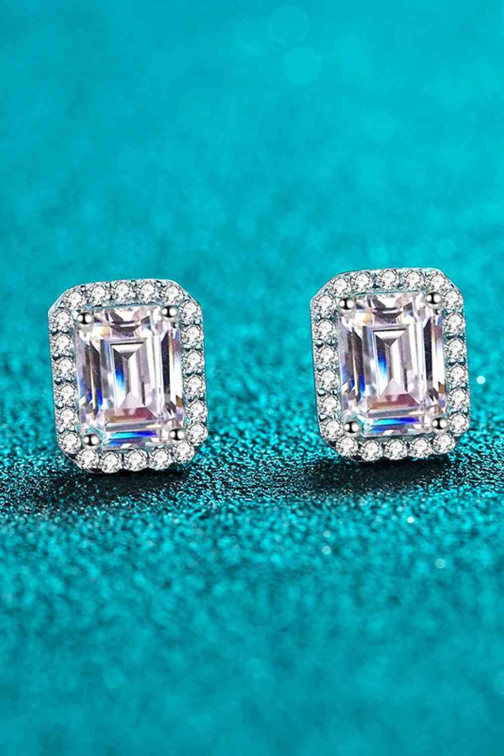 Adored 1 Carat Moissanite Rhodium-Plated Square Stud Earrings - Stardust Diamonds