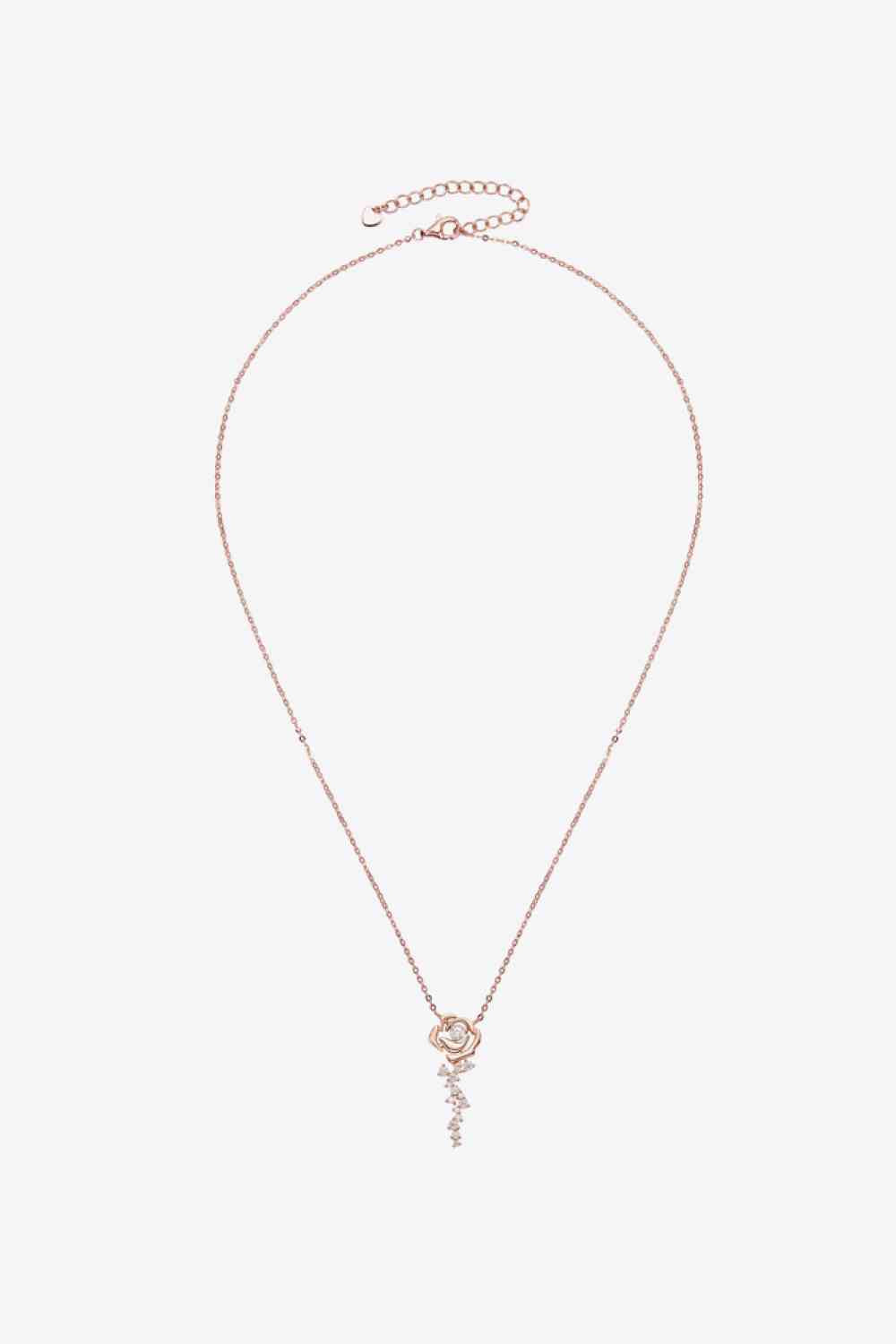 925 Sterling Silver 18K Rose Gold-Plated Pendant Necklace - Stardust Diamonds