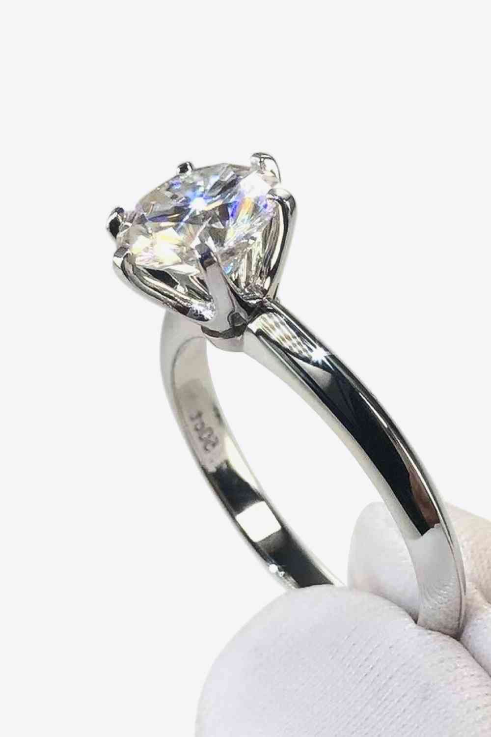 Adored 925 Sterling Silver 3 Carat Moissanite 6-Prong Ring - Stardust Diamonds