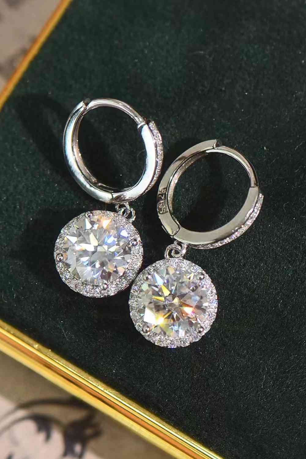 2 Carat Moissanite Round Drop Earrings - Stardust Diamonds