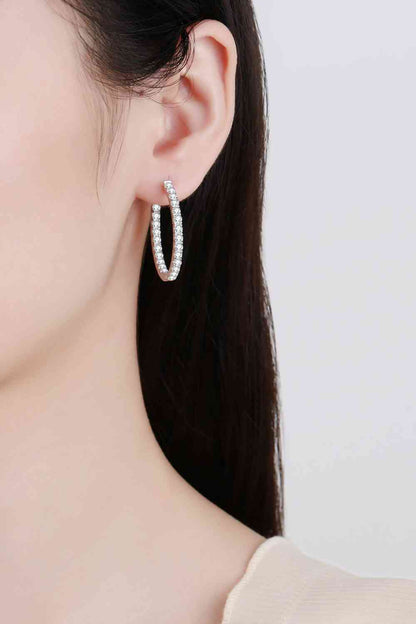 Moissanite Rhodium-Plated Hoop Earrings - Stardust Diamonds