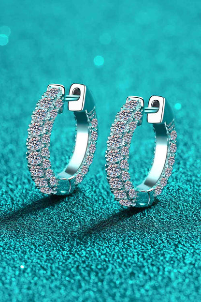 925 Sterling Silver Moissanite Huggie Earrings - Stardust Diamonds