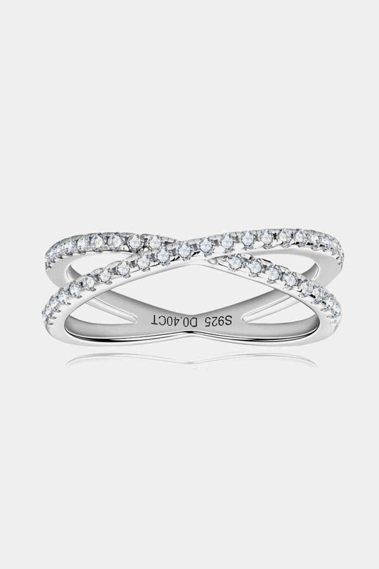 Moissanite 925 Sterling Silver Crisscross Ring - Stardust Diamonds