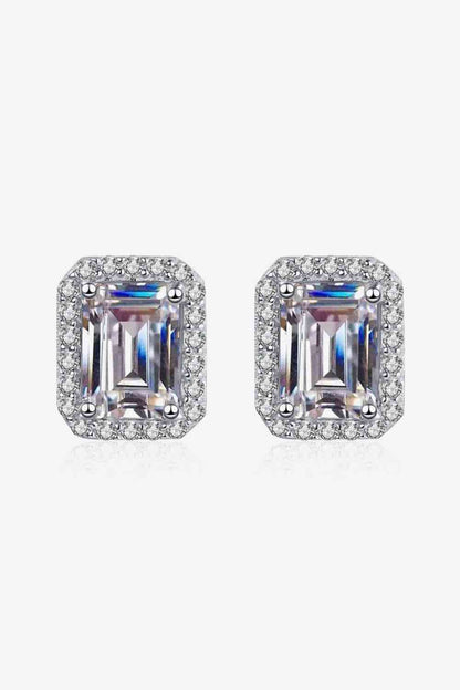 Adored 1 Carat Moissanite Rhodium-Plated Square Stud Earrings - Stardust Diamonds