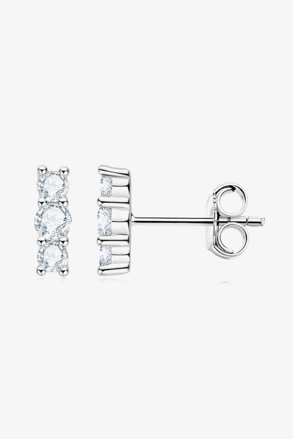 Heartbeat Rhythm 925 Sterling Silver Moissanite Stud Earrings - Stardust Diamonds