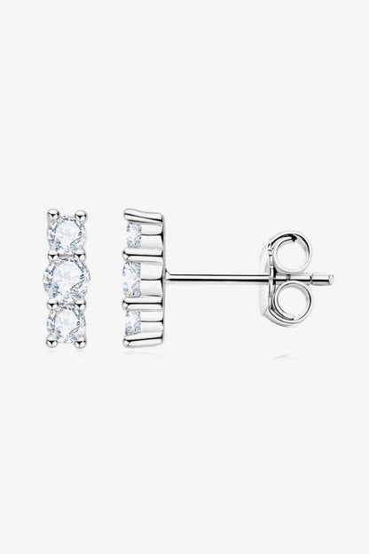 Heartbeat Rhythm 925 Sterling Silver Moissanite Stud Earrings - Stardust Diamonds