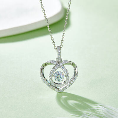 Moissanite 925 Sterling Silver Heart Shape Necklace - Stardust Diamonds