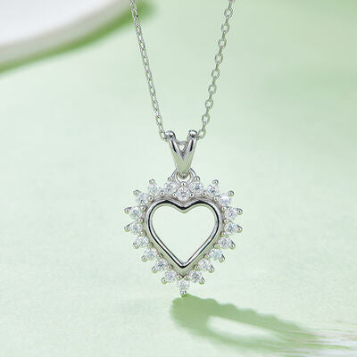 Moissanite 925 Sterling Silver Heart Pendant Necklace - Stardust Diamonds