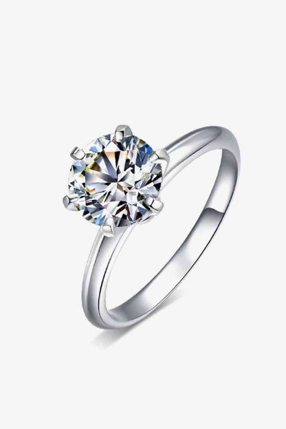 Adored 925 Sterling Silver 3 Carat Moissanite 6-Prong Ring - Stardust Diamonds