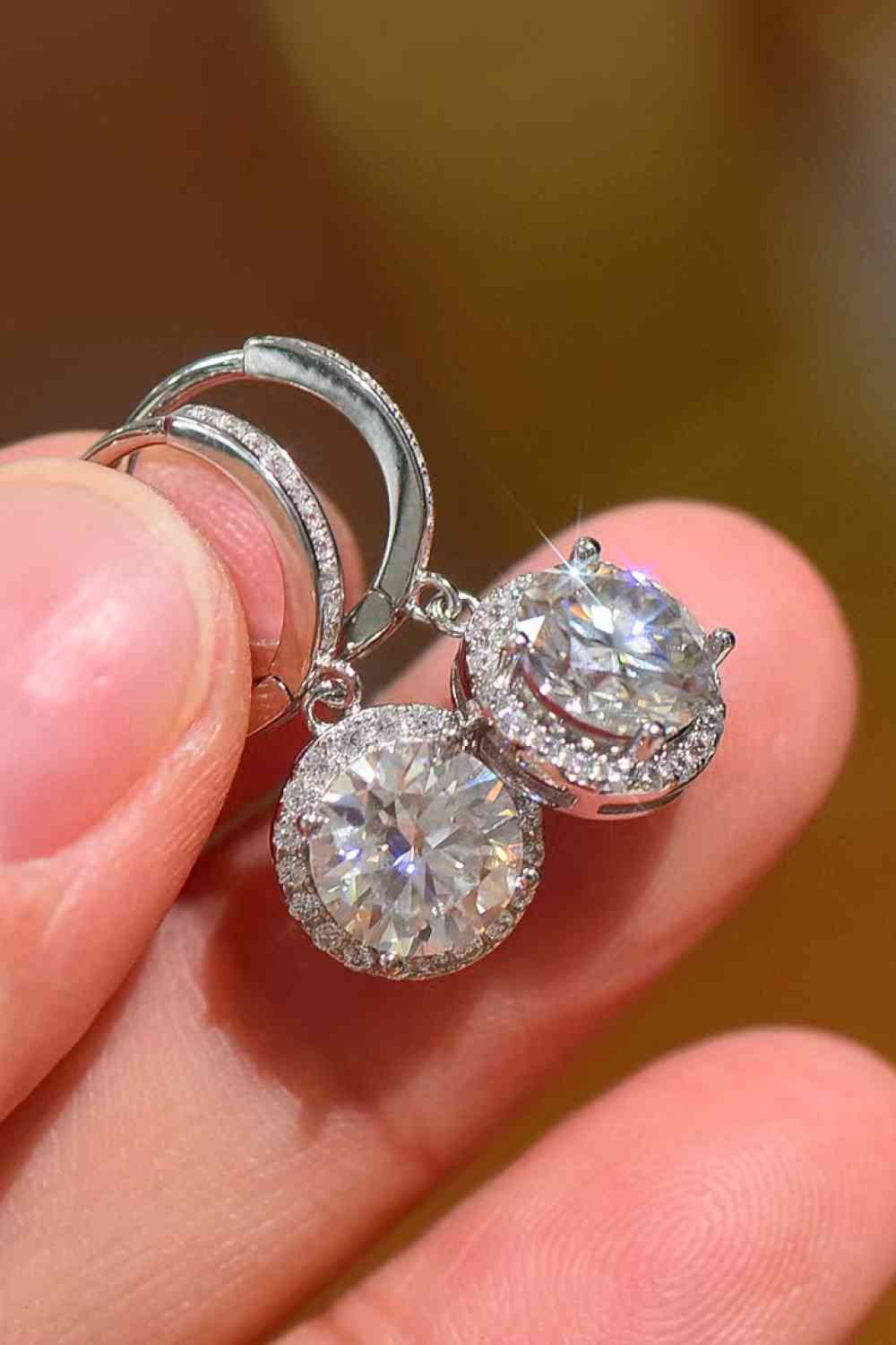 2 Carat Moissanite Round Drop Earrings - Stardust Diamonds