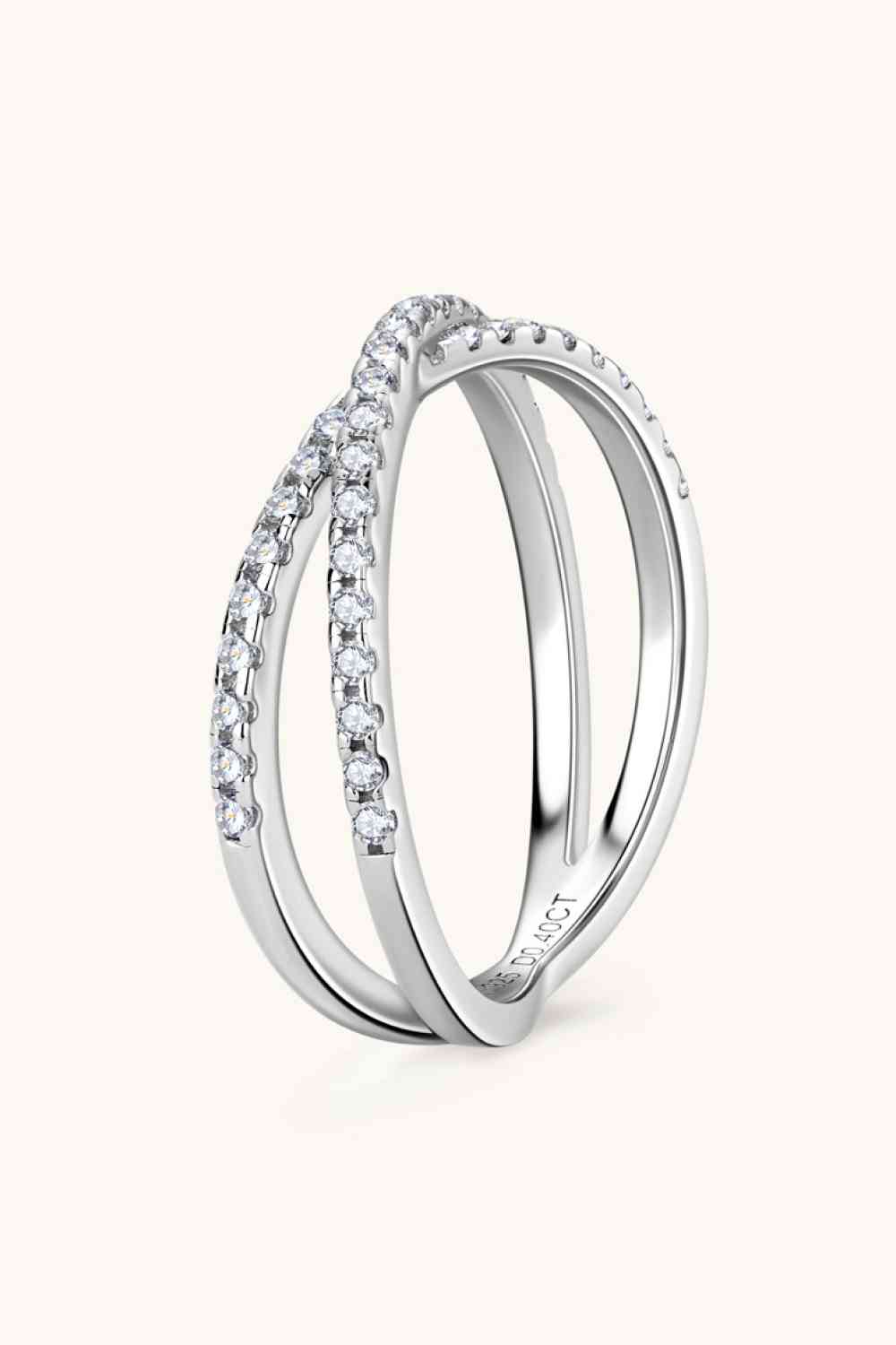 Moissanite 925 Sterling Silver Crisscross Ring - Stardust Diamonds