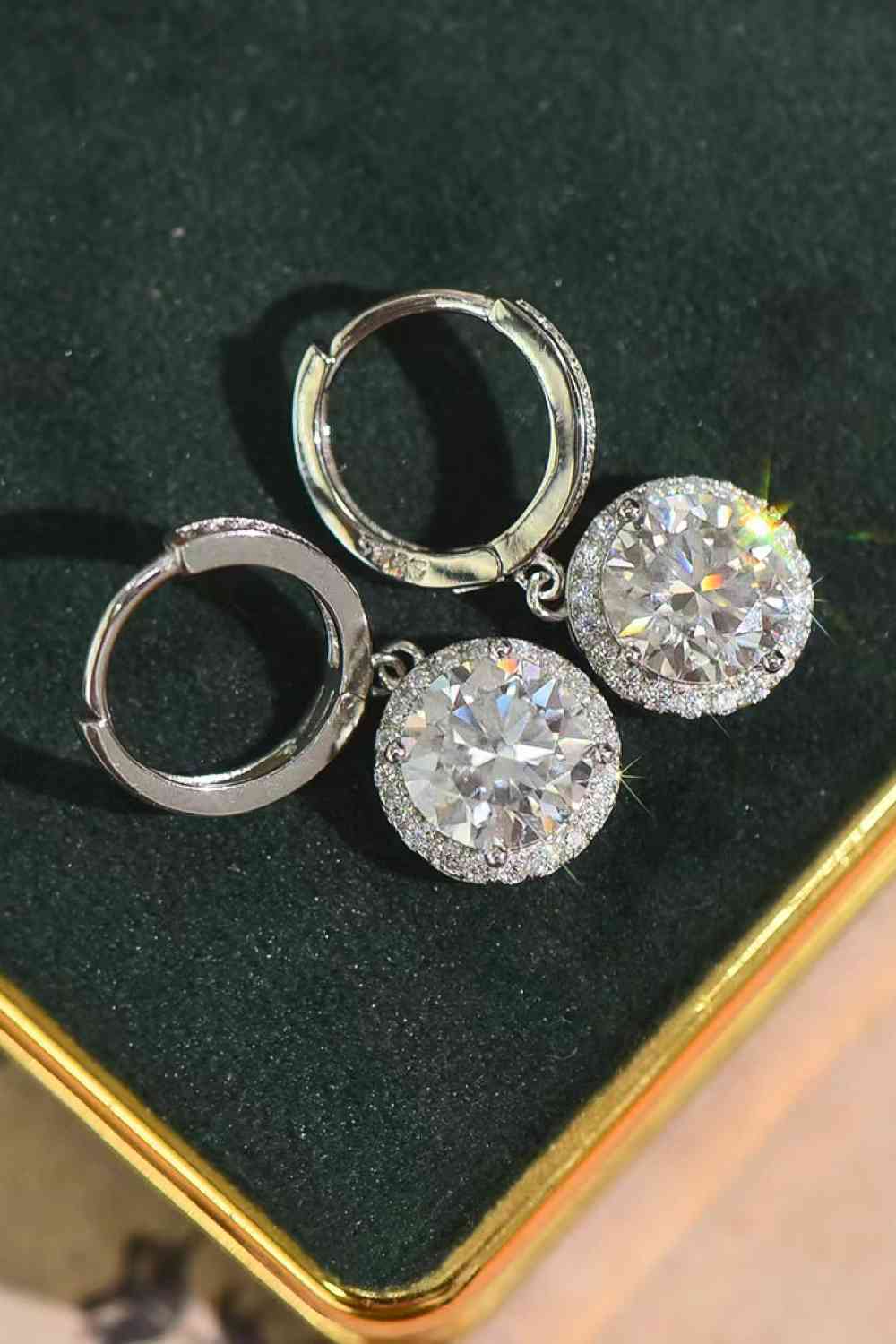 2 Carat Moissanite Round Drop Earrings - Stardust Diamonds